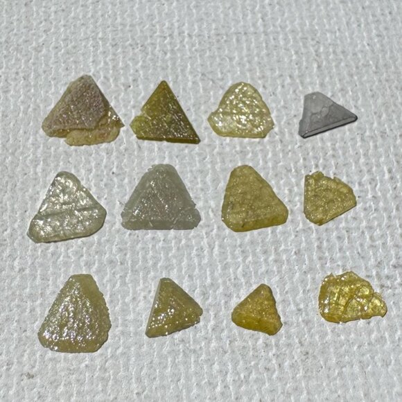 Diamond Crystals Lot of 12 - Raw Uncut Trigon Triangle Natural Specimen Rough - Picture 5 of 10
